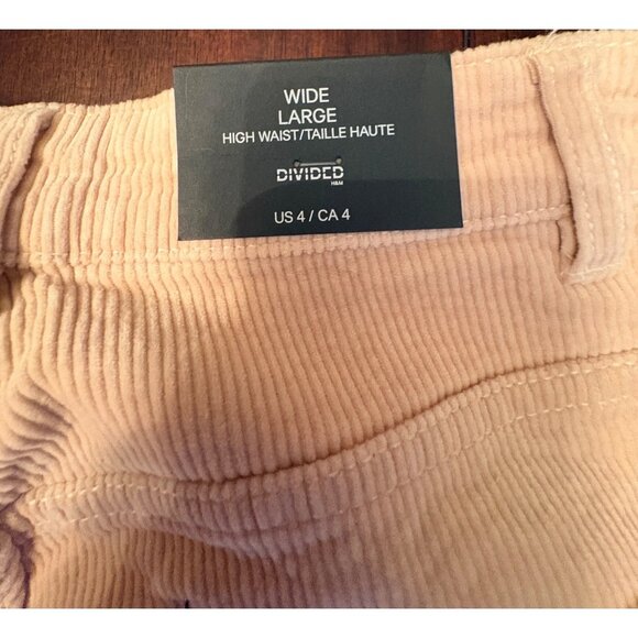 Beige Corduroy Wide Leg Pants For Quirky Fashion Lovers Size 4 - Picture 9 of 11